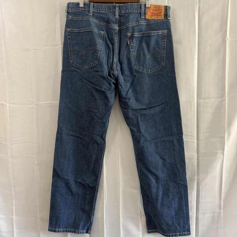 Levi's 505 Straight Jeans Mens 38x30 Fits 36x30 Blue Denim Red Tab